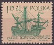 Poland - 1963 - Ships - 1,15 ZT - Verde - Polonia, Ships - Scott 1131 - Karaka Merchantman S.XV - 0